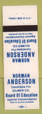 Matchbook Cover - Norman Anderson Gilmer County Board of Education GA