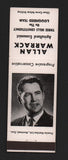 Matchbook Cover - Allan Warrack Agricultural Economist Lougheed AB election