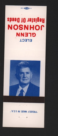 Matchbook Cover - Glenn Johnson Register of Deeds elections