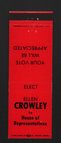 Matchbook Cover - Ellen Crowley House Representatives Laramie County Cheyenne WY