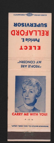 Matchbook Cover - Patricia E Rellaford Supervisor CA?