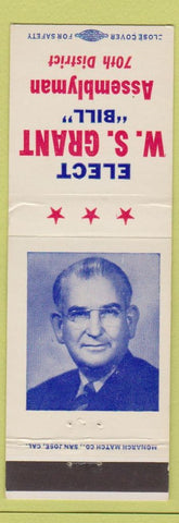 Matchbook Cover - WS Grant Assemblyman 70th District CA?