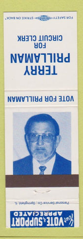 Matchbook Cover - Terry Prillaman Circuit Clerk Election Rossville IL