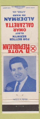 Matchbook Cover - Omar Calzaretta Alderman Election Berwyn IL WEAR