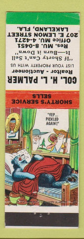 Matchbook Cover - HL Palmer Real Estate Auctioneer Lakeland FL hillbilly Pickled