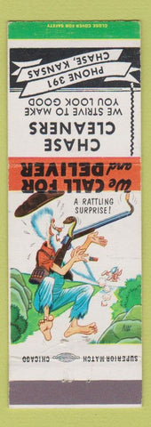 Matchbook Cover - Chase Cleaners Chase KS hillbilly low phone # Rattle Snake