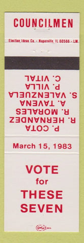Matchbook Cover - Councilmen Election 1983 Cota Hernandez Morales Vital Villa