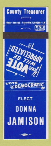 Matchbook Cover - Donna Jamison Election County Treasurer