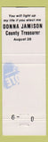Matchbook Cover - Donna Jamison Election County Treasurer