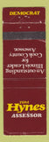 Matchbook Cover - Tom Hynes Assessor Election Cook County IL WORN