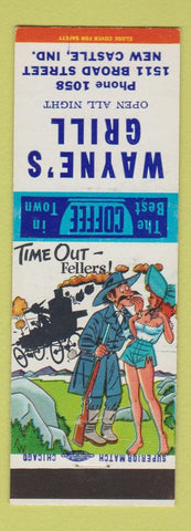 Matchbook Cover - Wayne's Grill New Castle IN hillbilly Time Out