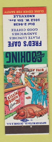 Matchbook Cover - Fred's Cafe Knoxville TN hillbilly Kissing Booth