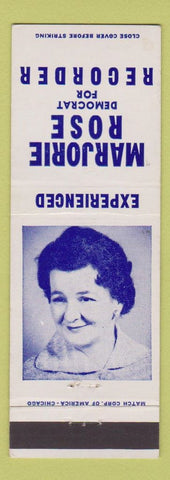 Matchbook Cover - Marjorie Rose Recorder Democrat election