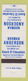 Matchbook Cover - Norman Anderson Gilmer County Board of Education GA