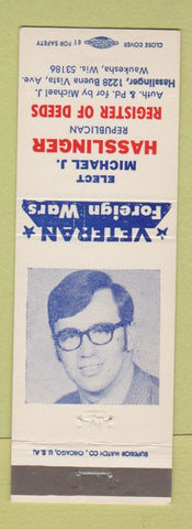 Matchbook Cover - Michael J Hasslinger Register of Deeds Waukesha WI
