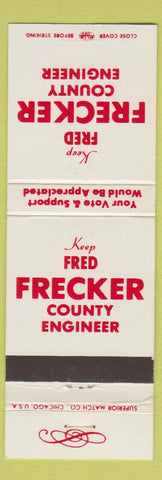 Matchbook Cover - Fred Frecker County Engineer Dayton OH