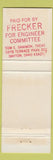 Matchbook Cover - Fred Frecker County Engineer Dayton OH