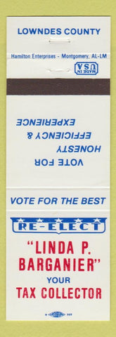 Matchbook Cover - Linda P Barganier Tax Collector Lowndes County GA