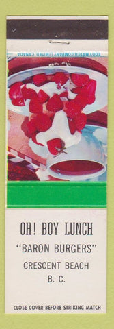 Matchbook Cover - Oh Boy Lunch  Crescent Beach BC Strawberry Shortcake