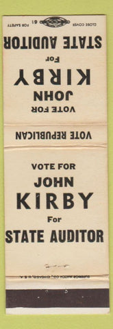 Matchbook Cover - John Kirby State Auditor republican WEAR