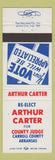 Matchbook Cover - Arthur Carter County Judge Carroll County AR