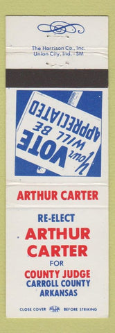 Matchbook Cover - Arthur Carter County Judge Carroll County AR