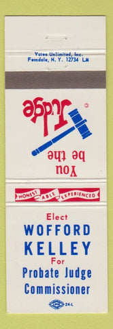 Matchbook Cover - Wofford Kelly Probate Judge Commissioner