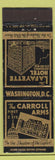 Matchbook Cover - Carroll Arms Lafayette Hotel Washington DC WEAR