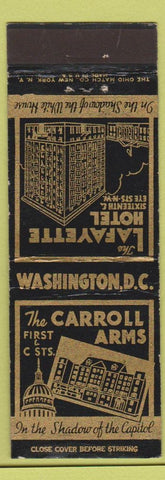 Matchbook Cover - Carroll Arms Lafayette Hotel Washington DC WEAR
