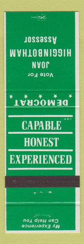 Matchbook Cover - Joan Higginbotham Assessor Election