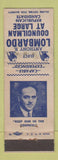 Matchbook Cover - Anthony R Lombardo Councilman at Large WORN