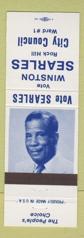 Matchbook Cover - Winston Searles Rock Hill City Council Ward 1 Rock Hill SC