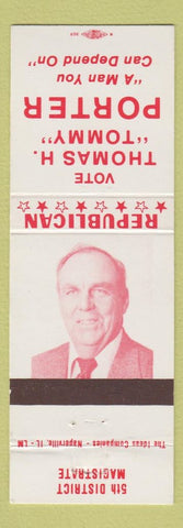 Matchbook Cover - Thomas H Tommy Porter 5th District Magistrate