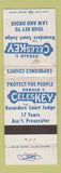 Matchbook Cover - Gerald T Celeskey Recorders Court Judge POOR