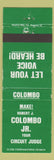 Matchbook Cover - Robert J Colombo Jr Circuit Judge election WEAR