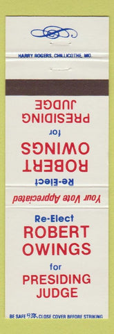 Matchbook Cover - Robert Owings Presiding Judge Election