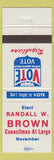 Matchbook Cover - Randall W Brown Councilman Election