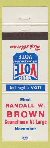 Matchbook Cover - Randall W Brown Councilman Election
