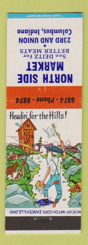 Matchbook Cover - North Side Market Columbus IN hillbilly Outhouse
