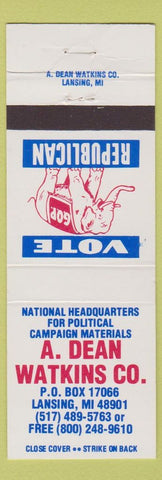 Matchbook Cover - A Dean Watkins Lasning MI Political Advertising