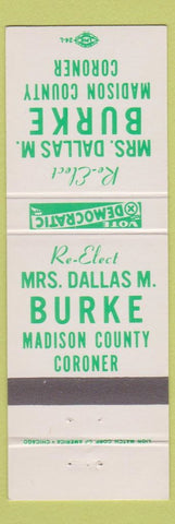 Matchbook Cover - Mrs Dallas M Burke Madison County Coroner