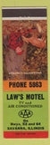 Matchbook Cover - Law's Motel Savanna IL Unexpected Company