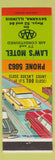 Matchbook Cover - Law's Motel Savanna IL Close Doesn't Court