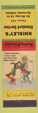 Matchbook Cover Knisley's Standard oil gas Syracuse IN low phone hillbilly X-ray