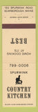 Matchbook Cover - Spurwink Country Kitchen Scarborough ME