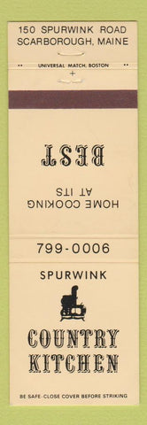 Matchbook Cover - Spurwink Country Kitchen Scarborough ME