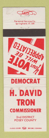 Matchbook Cover - H David Tron Commissioner Posey County IN?