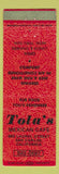 Matchbook Cover - Tola's Mexican Cafe San Carlos CA