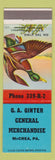 Matchbook Cover - GA Ginter General Store McCrea PA On the Wing