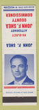 Matchbook Cover - John F Shea County Commissioner